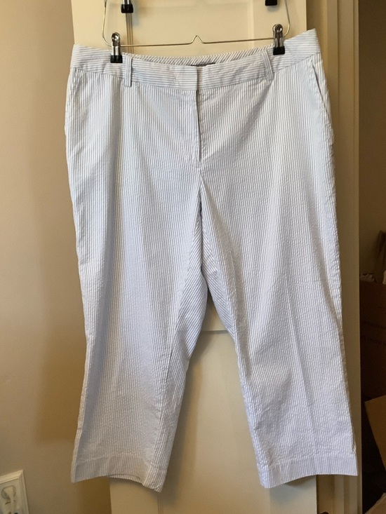 Lands' End Pants - Lands' End Light Blue & White Striped Seersucker Pants